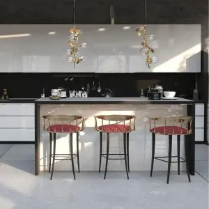 Modern Stainless Steel Bar Stool with Golden Finish for Bar Counter