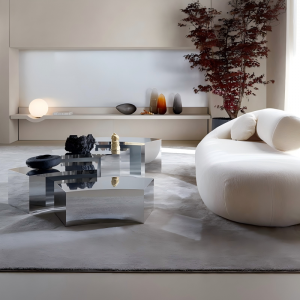 Luxury Curved Stainless Steel Table Collection