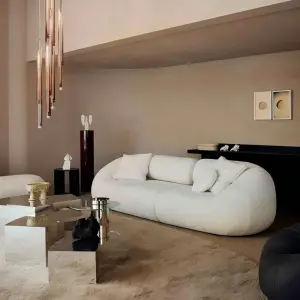 Luxury Curved Stainless Steel Table Collection