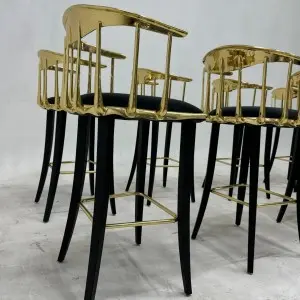 Modern Stainless Steel Bar Stool with Golden Finish for Bar Counter