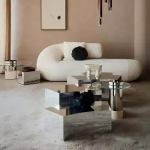 Luxury Curved Stainless Steel Table Collection