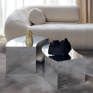 Luxury Curved Stainless Steel Table Collection