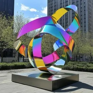 Modern Stainless Steel Art Sculpture With Colorful Plating Finish -Supplier