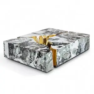 Crackle Metal Art Marble Coffee Table Factory