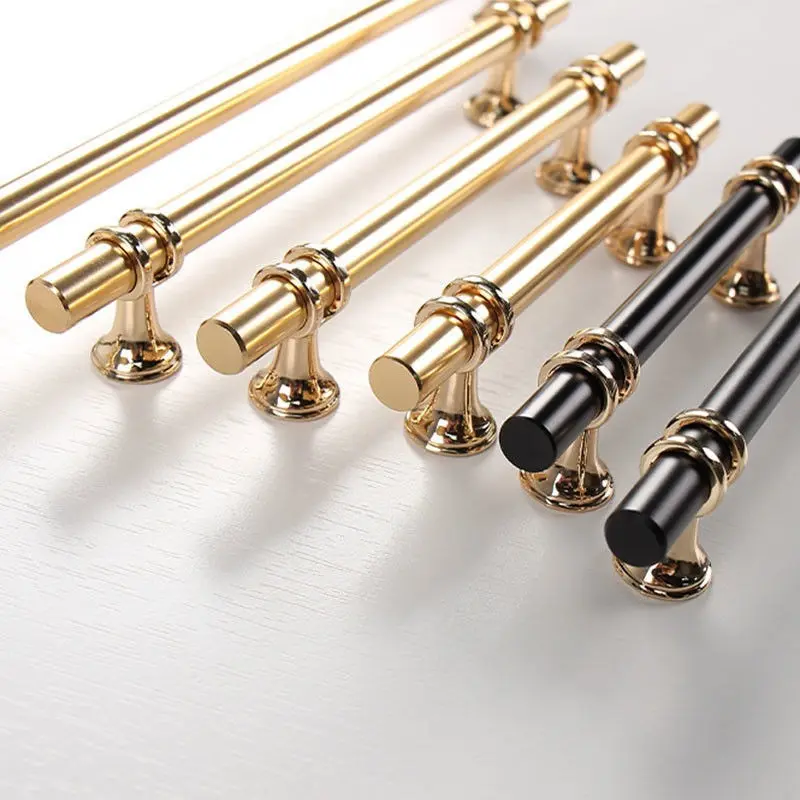 3. Modern Handle and Knobs Dark Gray Handle Cabinet Golden Pulls Metal Steel Handle Door (1)