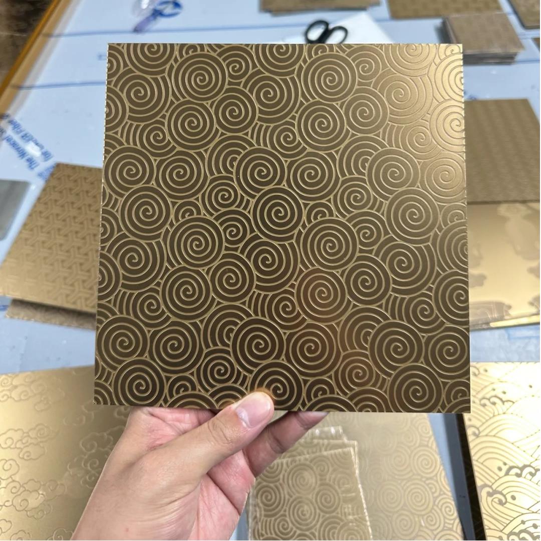 Gold etched stainless steel export