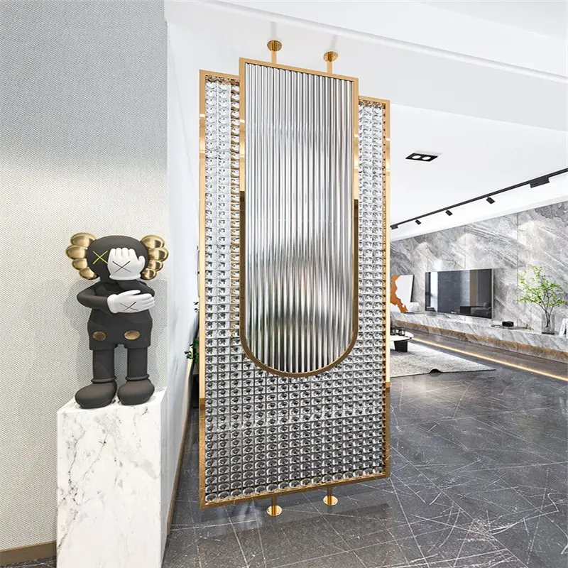 8. Wholesale Partition Screen Glass Metal Stainless Steel Customization Partition Wall Room Divider (3)