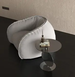 Contemporary Round Stainless Steel Side Table with Polished Finish