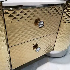 Waterproof Double Basin / Washbasin Metal Bathroom Cabinet Supplier