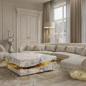 Luxury Marble Stainless Steel Coffee Table